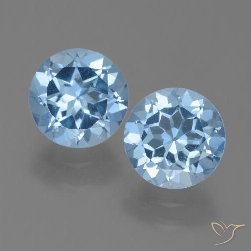 Pedras preciosas de topázio azul natural de 4,75 ct, corte redondo, VS