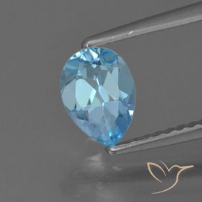 Topázio Azul Suíço Natural 0.86ct, Formato de pêra, VS