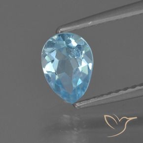 Topázio Azul Suíço Natural 0.88ct, Formato de pêra, VS