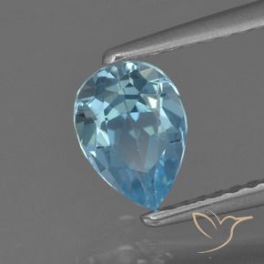 Topázio Azul Suíço Natural 0.85ct, Formato de pêra, VS
