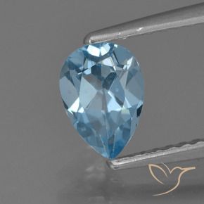 Topázio Azul Suíço Natural 0.91ct, Formato de pêra, VS