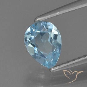 Topázio Azul Suíço Natural 0.89ct, Formato de pêra, VS