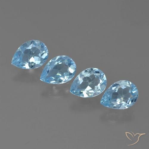 3.15ctw Natural Céu azul Topázio, Formato de pêra, VVS-VS