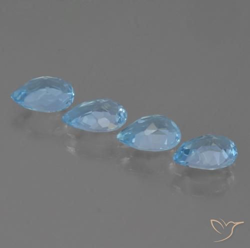Pedras preciosas de Topázio Azul Suíço natural de 3.28 ct, Formato de pêra, VVS-VS