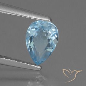 Topázio Céu azul Natural 0.84ct, Formato de pêra, VS