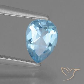 Topázio Azul Suíço Natural 0.85ct, Formato de pêra, VS