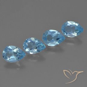 Pedras preciosas de Topázio Azul Suíço natural de 3.21 ct, Formato de pêra, VS