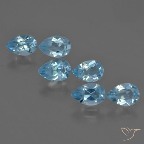 3.12ctw Natural Céu azul Topázio, Formato de pêra, VS