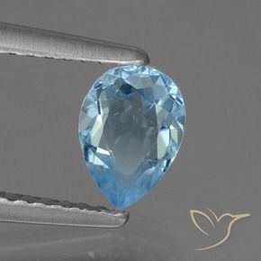 Topázio Azul Suíço Natural 0.81ct, Formato de pêra, VVS-VS