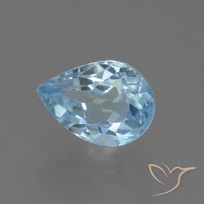 Topázio Céu azul Natural 0.88ct, Formato de pêra, VS