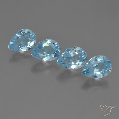 3.50ctw Natural Céu azul Topázio, Formato de pêra, VVS-VS
