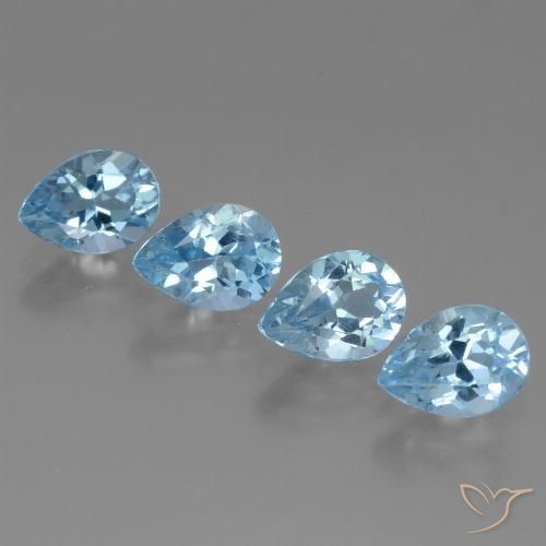3.50ctw Natural Céu azul Topázio, Formato de pêra, VVS-VS