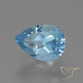 Topázio Azul Suíço Natural 0.93ct, Formato de pêra, VS
