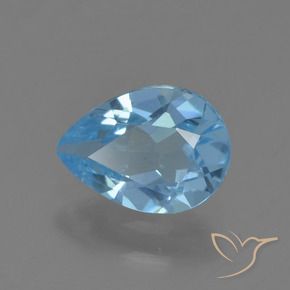 Topázio Azul Suíço Natural 0.88ct, Formato de pêra, VS