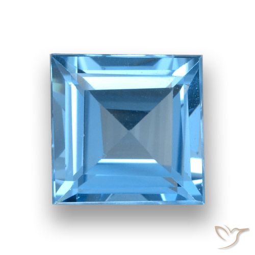 Topázio azul suíço solto de 1,86 quilates, corte quadrado de 6,9 x 6,8 mm do Brasil, Photo A