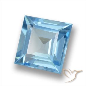 Topázio Azul Suíço Natural 1.86ct, Quadrado, VVS-VS