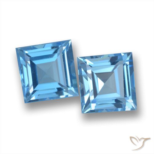 3.99ctw Natural Céu azul Topázio, Quadrado, VVS-VS