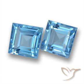 Pedras preciosas de Topázio Céu azul natural de 3.99 ct, Quadrado, VVS-VS