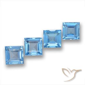 Pedras preciosas de Topázio Azul Suíço natural de 7.25 ct, Quadrado, VVS-VS
