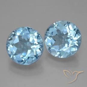 Pedras preciosas de Topázio Azul Suíço natural de 6.45 ct, Redondo, VVS-VS