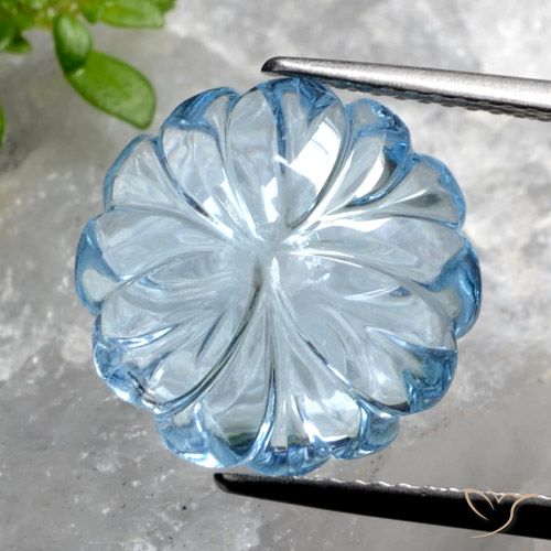 8.55ct Natural Céu azul Topázio, Flor cortada, Transparente