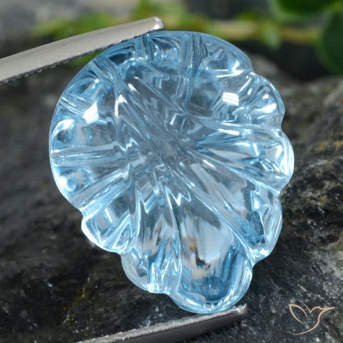 15.42ct Natural Azul Suíço Topázio, Flor cortada, Transparente