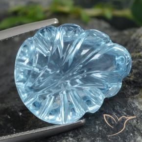 Topázio Azul Suíço Natural 15.42ct, Flor cortada, Transparente