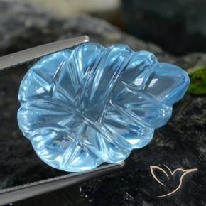 Topázio Azul Suíço Natural 14.95ct, Flor cortada, Transparente
