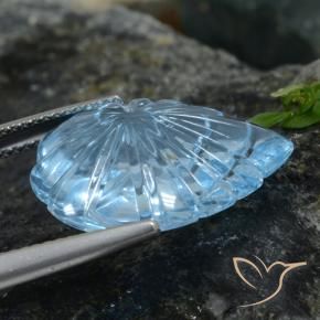 Topázio Azul Suíço Natural 14.95ct, Flor cortada, Transparente