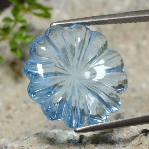 Topázio Céu azul Natural 12.02ct, Flor cortada, Transparente