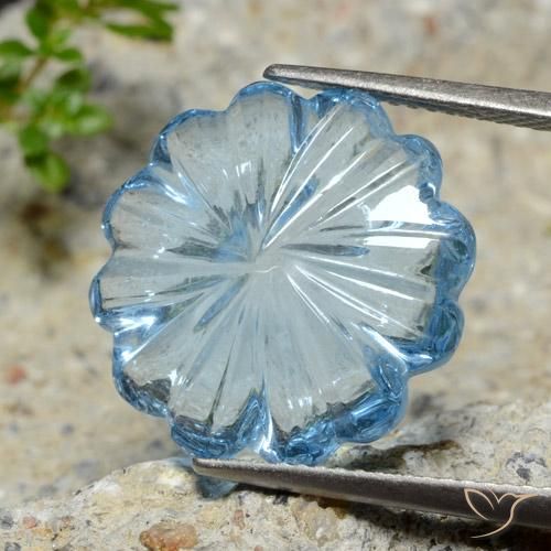 Topázio Céu azul Natural 12.02ct, Flor cortada, Transparente