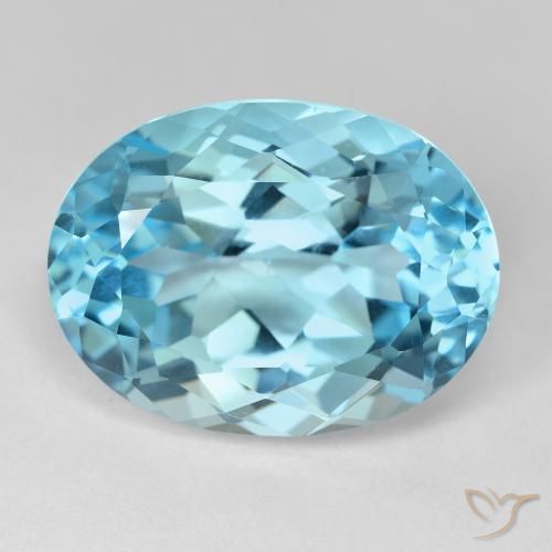 Topázio azul solto de 23,49 ct, corte oval de 20 x 15,1 mm do Brasil, Photo A