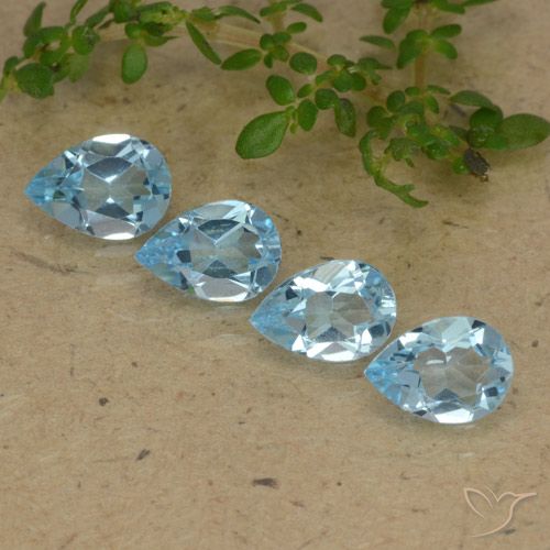 2.92ctw Natural Céu azul Topázio, Formato de pêra, VVS-VS