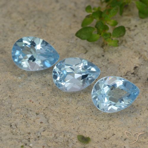 2.67ctw Natural Céu azul Topázio, Formato de pêra, VVS-VS