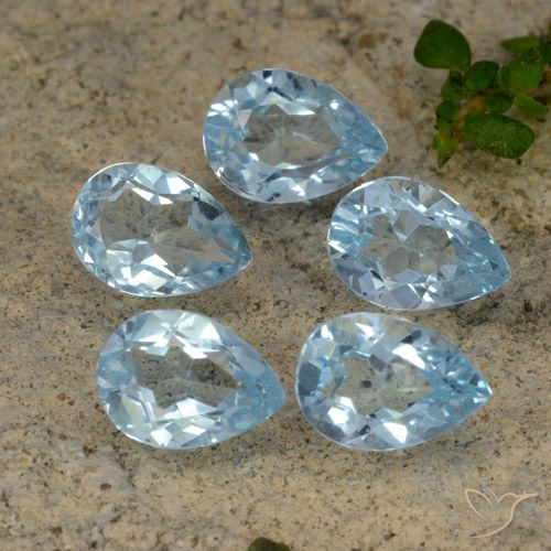 4.00ctw Natural Céu azul Topázio, Formato de pêra, VVS-VS