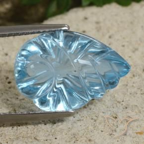 Topázio Azul Suíço Natural 11.15ct, Flor cortada, Transparente