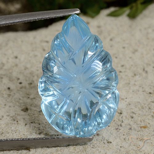 12.49ct Natural Céu azul Topázio, Flor cortada, Transparente
