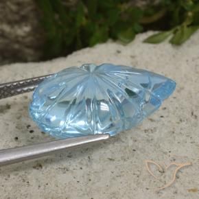 Topázio Céu azul Natural 12.49ct, Flor cortada, Transparente