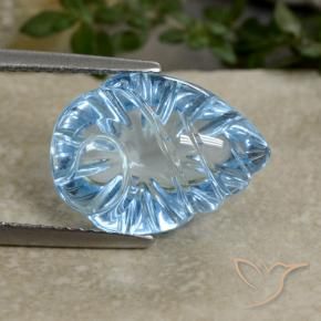 Topázio Azul Suíço Natural 9.03ct, Flor cortada, Transparente