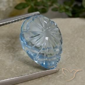 Topázio Azul Suíço Natural 9.03ct, Flor cortada, Transparente