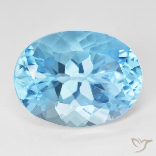 Topázio azul suíço solto de 23,32 ct, corte oval de 20,1 x 15,1 mm do Brasil, Photo A