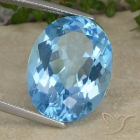 Topázio Azul Suíço Natural 22.02ct, oval, VVS-VS