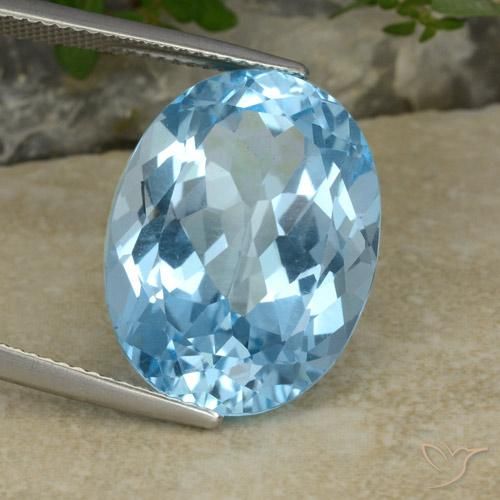 Topázio Azul Suíço Natural 21.75ct, oval, VVS-VS