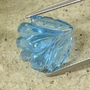 Topázio Azul Suíço Natural 13.37ct, Flor cortada, Transparente