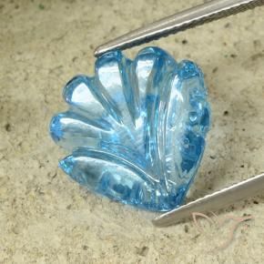 Topázio Azul Suíço Natural 13.37ct, Flor cortada, Transparente