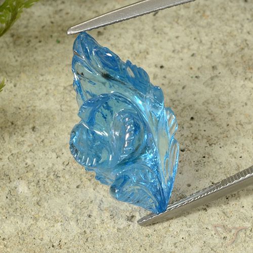 23.87ct Natural Azul Suíço Topázio, Flor cortada, Transparente