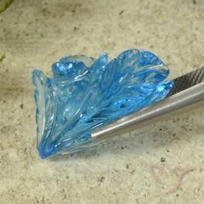 Topázio Azul Suíço Natural 23.87ct, Flor cortada, Transparente