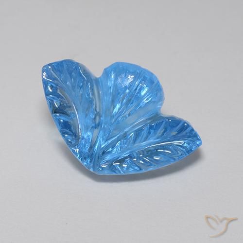 Topázio Azul Suíço Natural 5.50ct, Flor cortada, Transparente