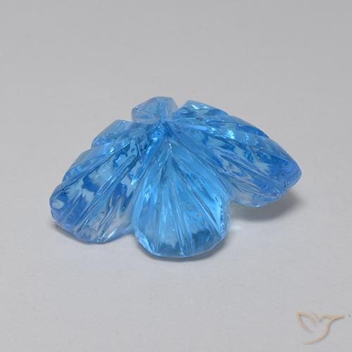 Topázio Azul Suíço Natural 5.50ct, Flor cortada, Transparente