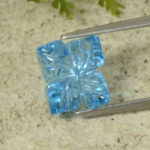 5.16ct Natural Azul Suíço Topázio, Flor cortada, Transparente